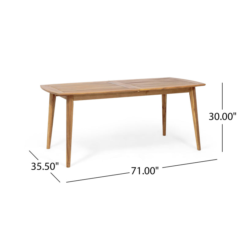 Placidity - Outdoor Expandable Dining Table With Slatted Tabletop And Tapered Legs