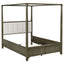 Sundance - Queen Canopy Bed With Upholstered Headboard - Dark Brown