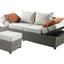Salena - All Weather Wicker Patio Sofa & Ottoman With 2 Toss Pillows - Beige / Gray