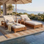 Chaise Lounge Set With 3 Position Adjustable Backrest, 2 Fold Cushion, Outdoor Recliner For Patio - Cream / Teak