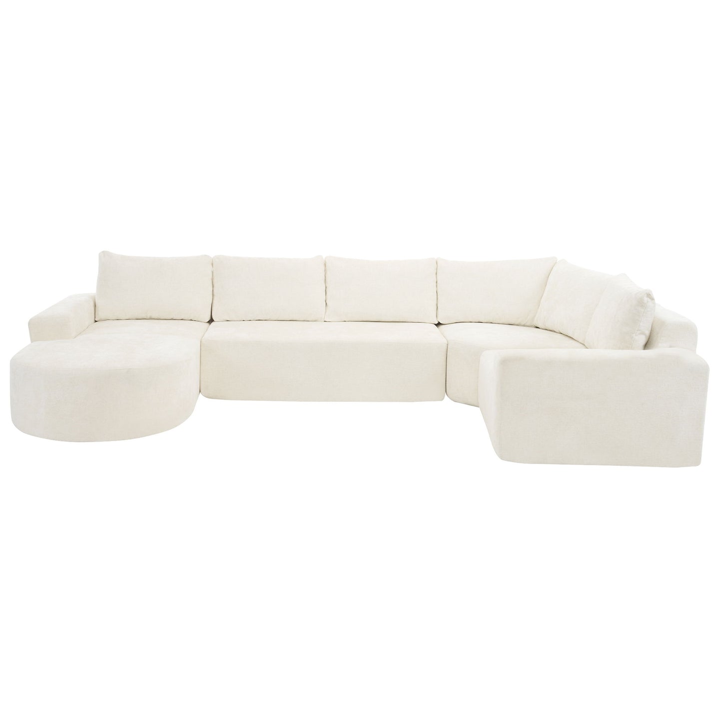 Modular Cloud Sectional Sofa Set, U-Shaped Upholstered Couch With Deep Seat
