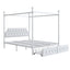 Queen Size Canopy Platform Bed With Upholstered Headboard And 2 Storage Drawers - White