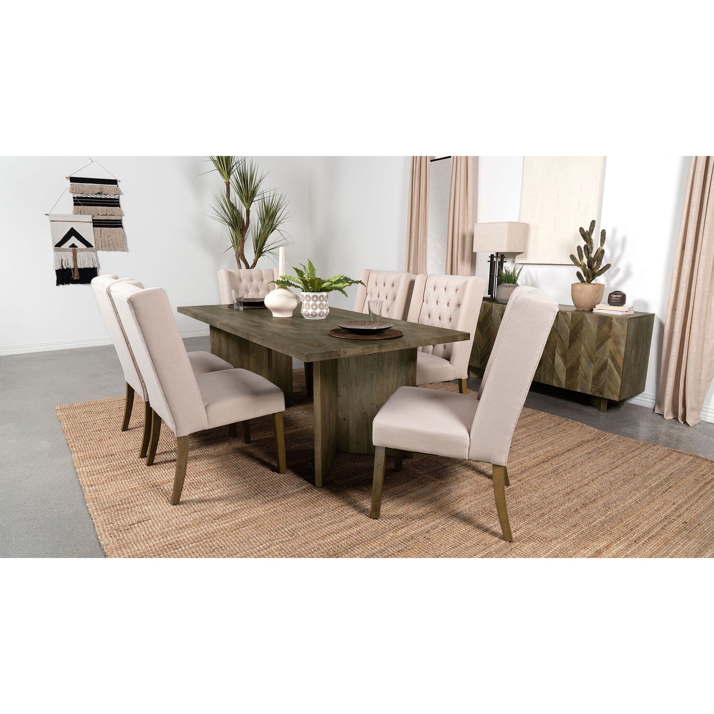 Roman - Rectangular Double V Leg Dining Table - Brown