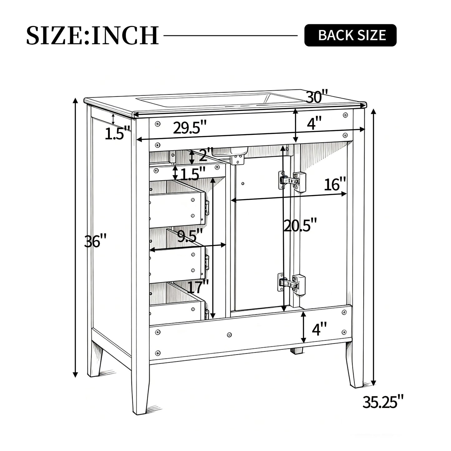 Bathroom Vanity With Sink, Freestanding Design, Soft Close Doors & Drawers - White