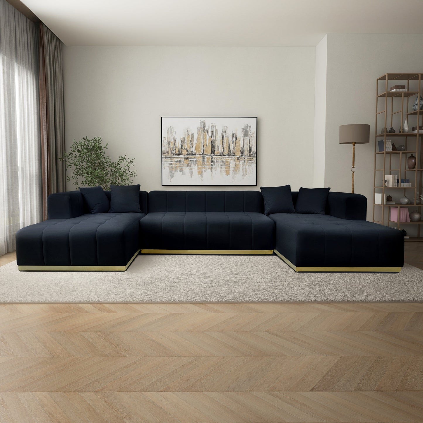 Nolan - U-Shape Corner Sofa - Black