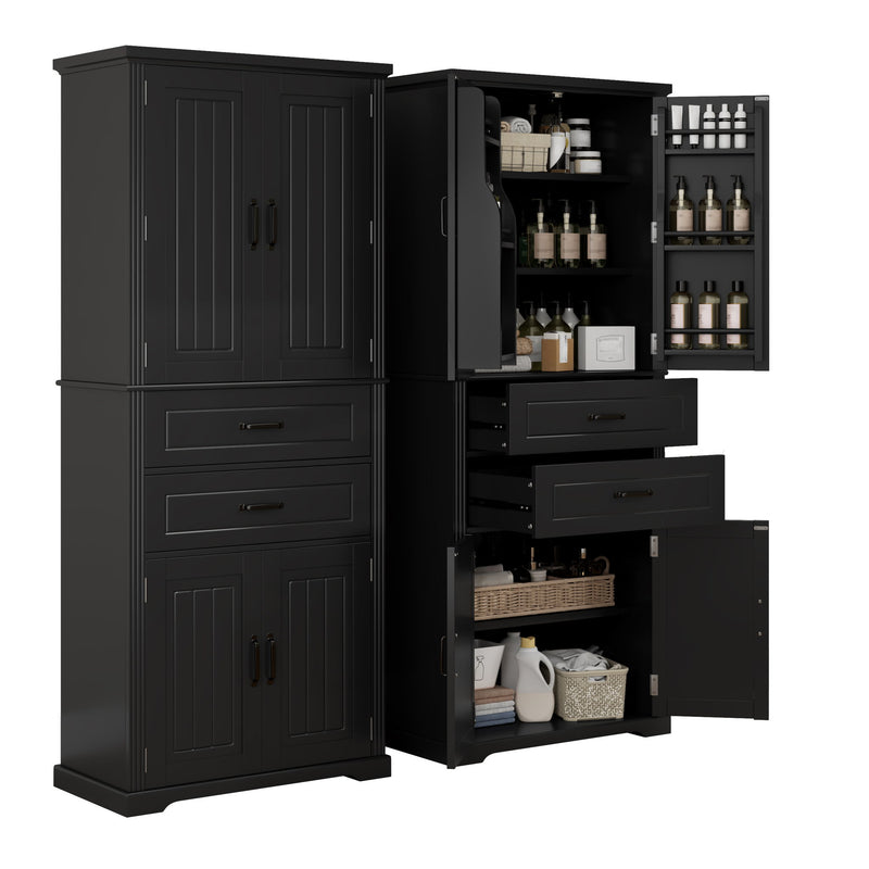 Multi Functional Storage Cabinet With Adjustable Shelves, 2 Drawers, Door Shelves
