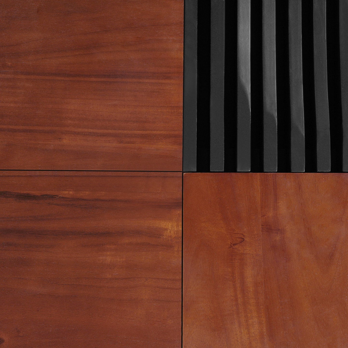 Italian Retro Inspired Acacia Wood Storage Coffee Table - Brown / Black