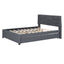 Upholstered Platform Bed With Brick Pattern Headboard And Twin Long Size Trundle