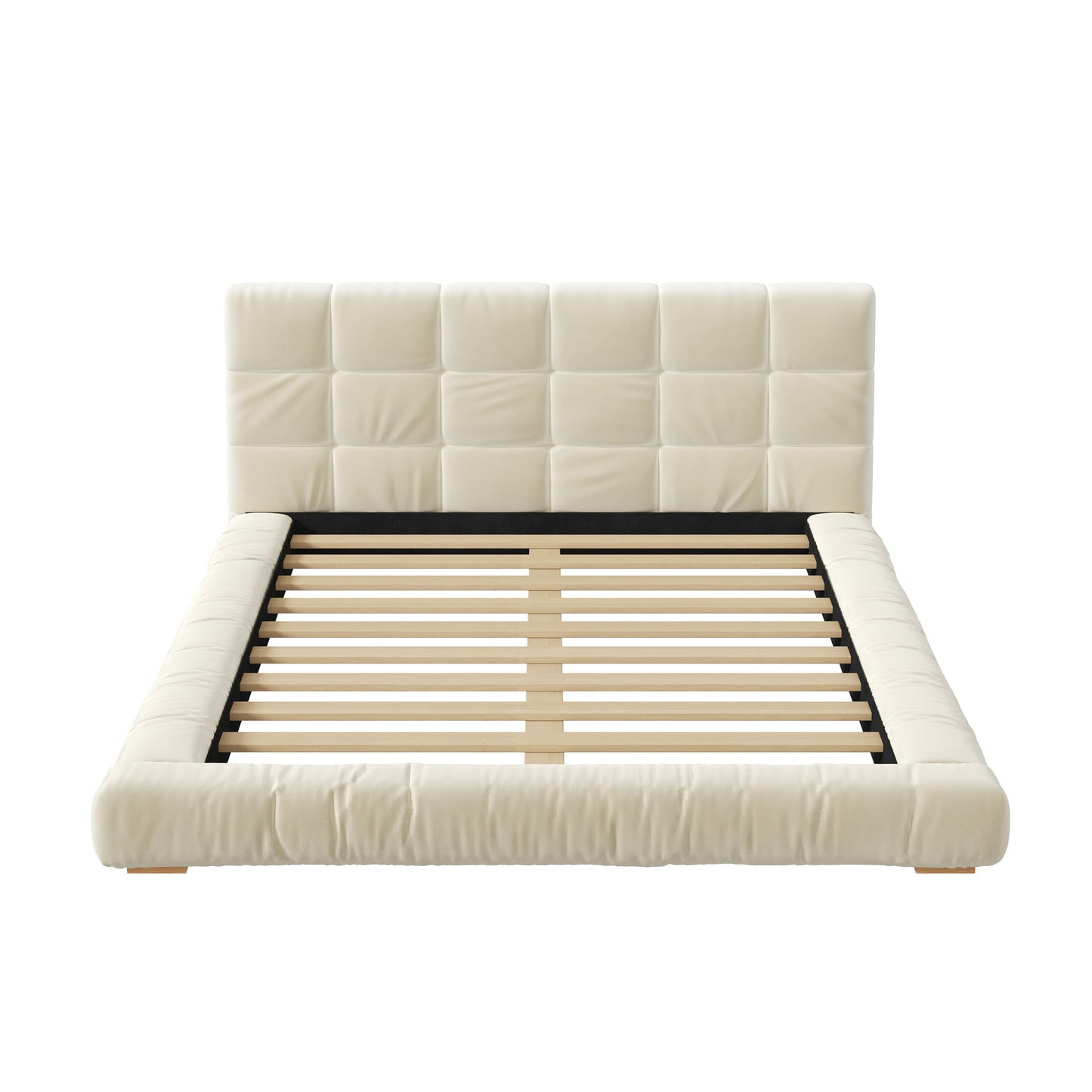 Upholstered Platform Bed Frame With Tufted Headboard