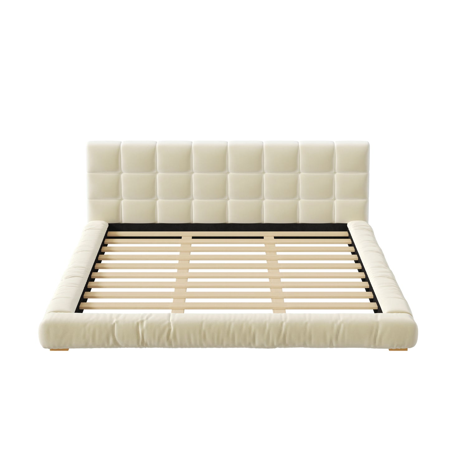 Upholstered Platform Bed Frame With Tufted Headboard