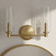 Regal - Double Light Vanity With Clear Ribbed Satin - Antique Brass / Clear