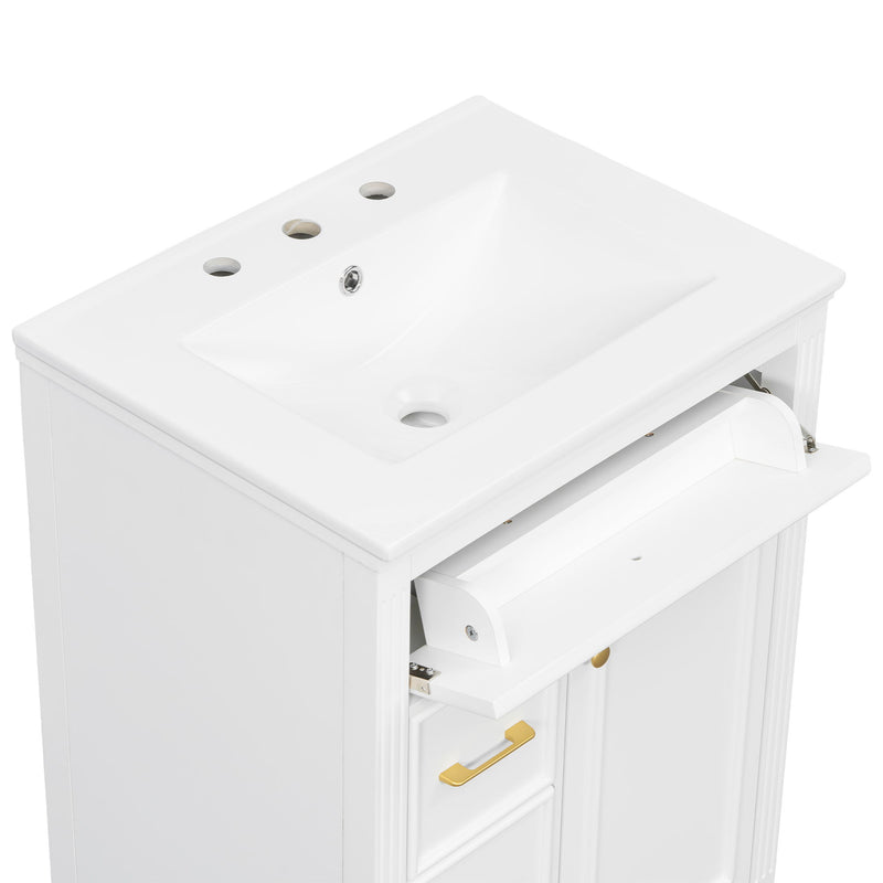 Freestanding Bathroom Vanity With Sink, Soft Close Door, Tip Out Drawer