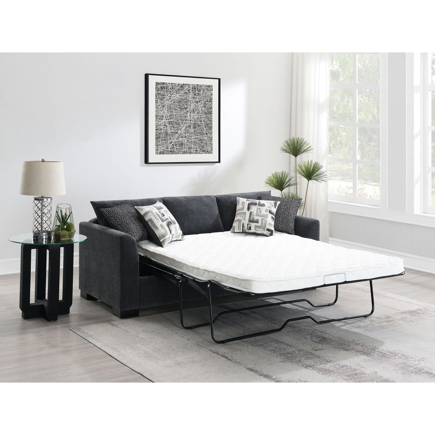 Pacheco - Upholstered Sleeper Sectional Chaise Sofa With Pocket Coils And Reversible Cushions - Dark Gray