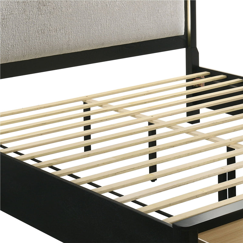 Opel - Queen Storage Bed With LED Headboard - Black