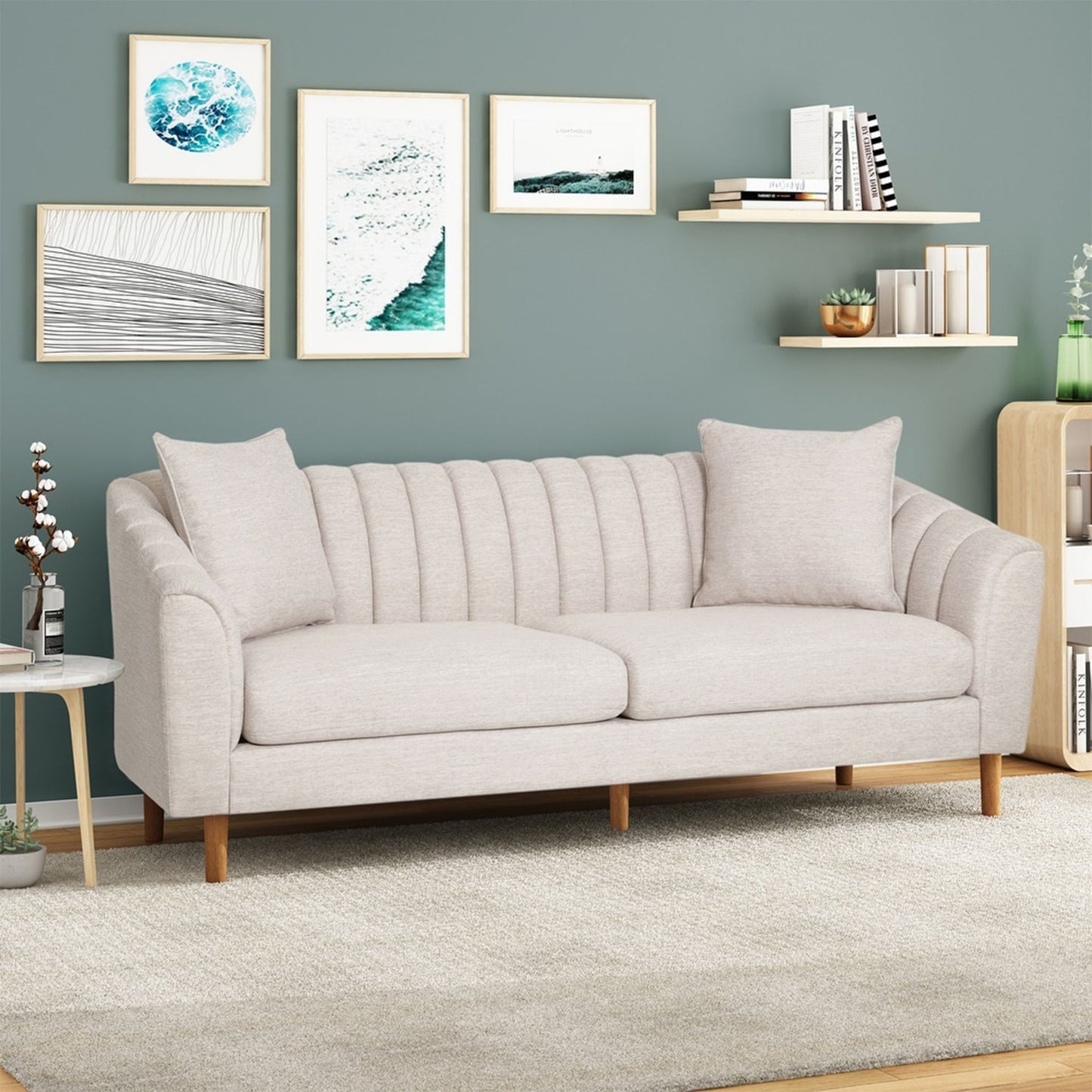 Contemporary 3 Seater Sofa With Accents