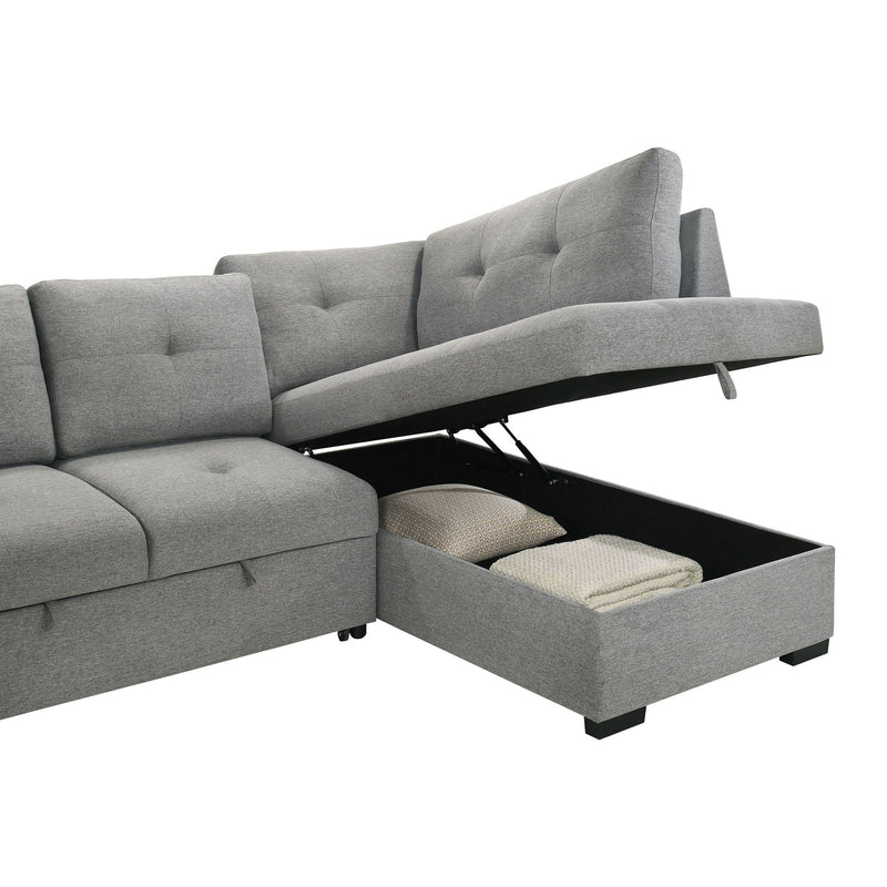 Atkinson - Sleeper Sectional Sofa With Lift Top Chaise - Gray