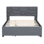 Upholstered Platform Bed With Brick Pattern Headboard And Twin Long Size Trundle