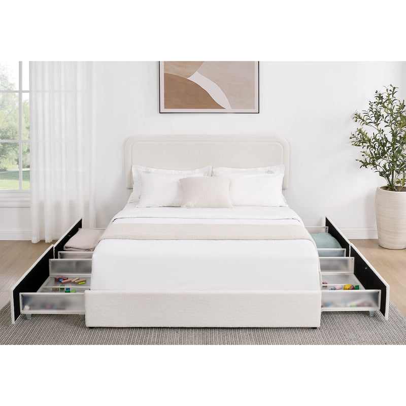 Liv - Cama plataforma tapizada con cajones patentada