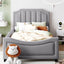 Upholstered Daybed With Classic Stripe Shaped Headboard
