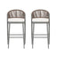 Outdoor Bar Height Metal Frame Counter Stools With Scallop Shaped Backrest & Water Resistant Cushions