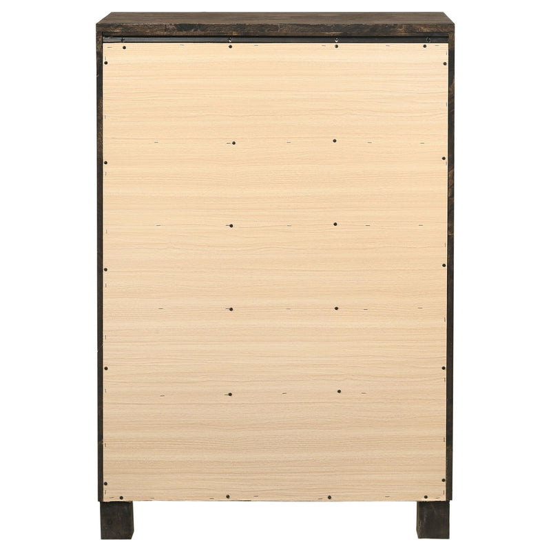 Bren - 5 Drawer Chest With Handles And Block Legs - Rustic