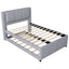 Upholstery Platform Bed With Trundle, Trundle Can Be Flat Or Erected