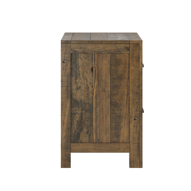 Rustic 2 Drawer Nightstand - Brown - Wood