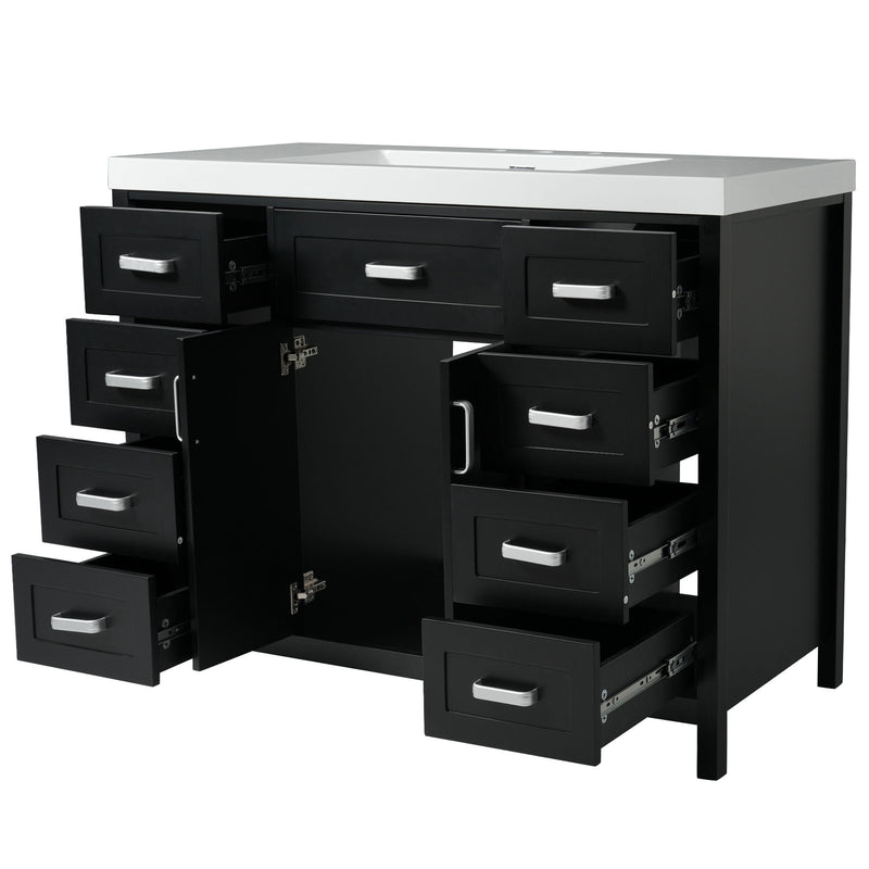 Bathroom Vanity With Sink, 2 Doors 8 Drawers, Soft Close System, Classic Design
