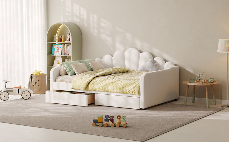 Shell Shaped Upholstered Daybed Frame With Slats
