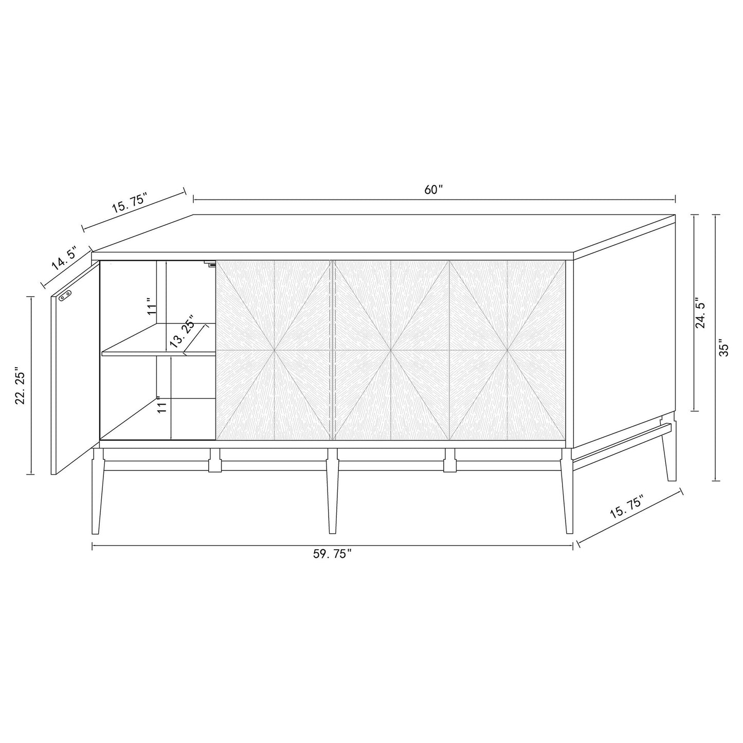 Capri - 4 Door Accent Cabinet - Brown / Gold