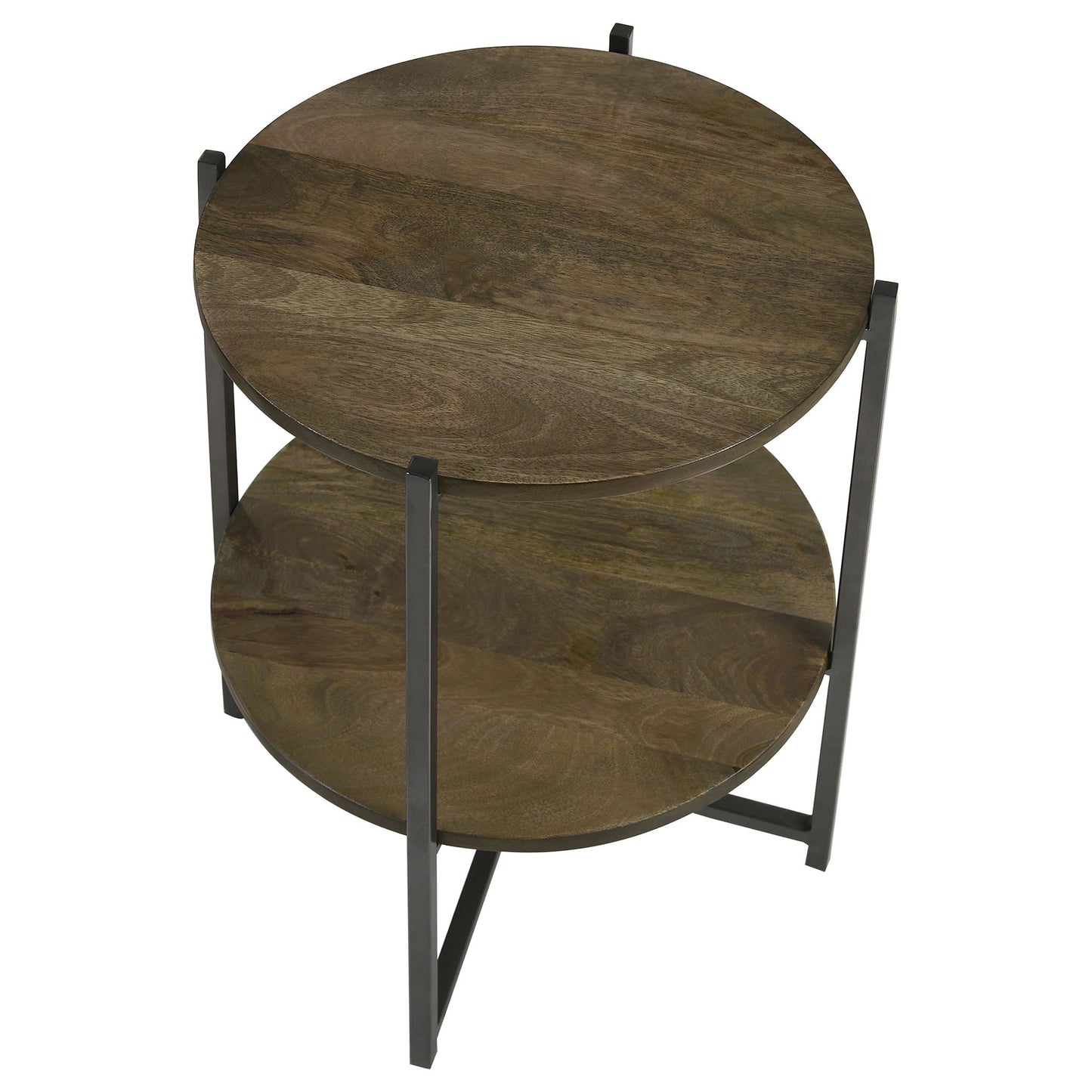 Accent Table With X-Frame And Bottom Shelf - Brown