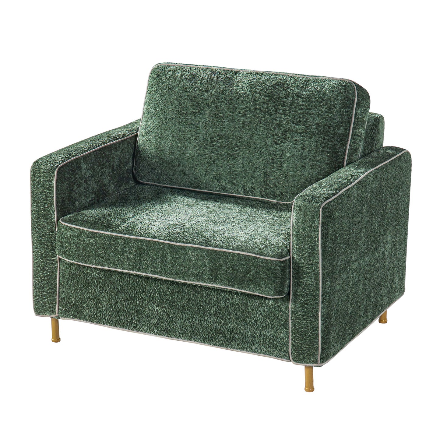 Accent Chair Upholstered Single Sofa With Square Arms, Sewn Pillow Back For Living Room