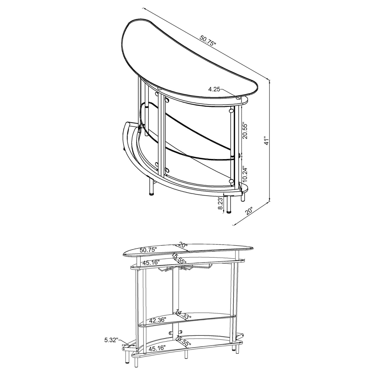 Strick - Freestanding Glass Top Home Bar Wine Cabinet - White