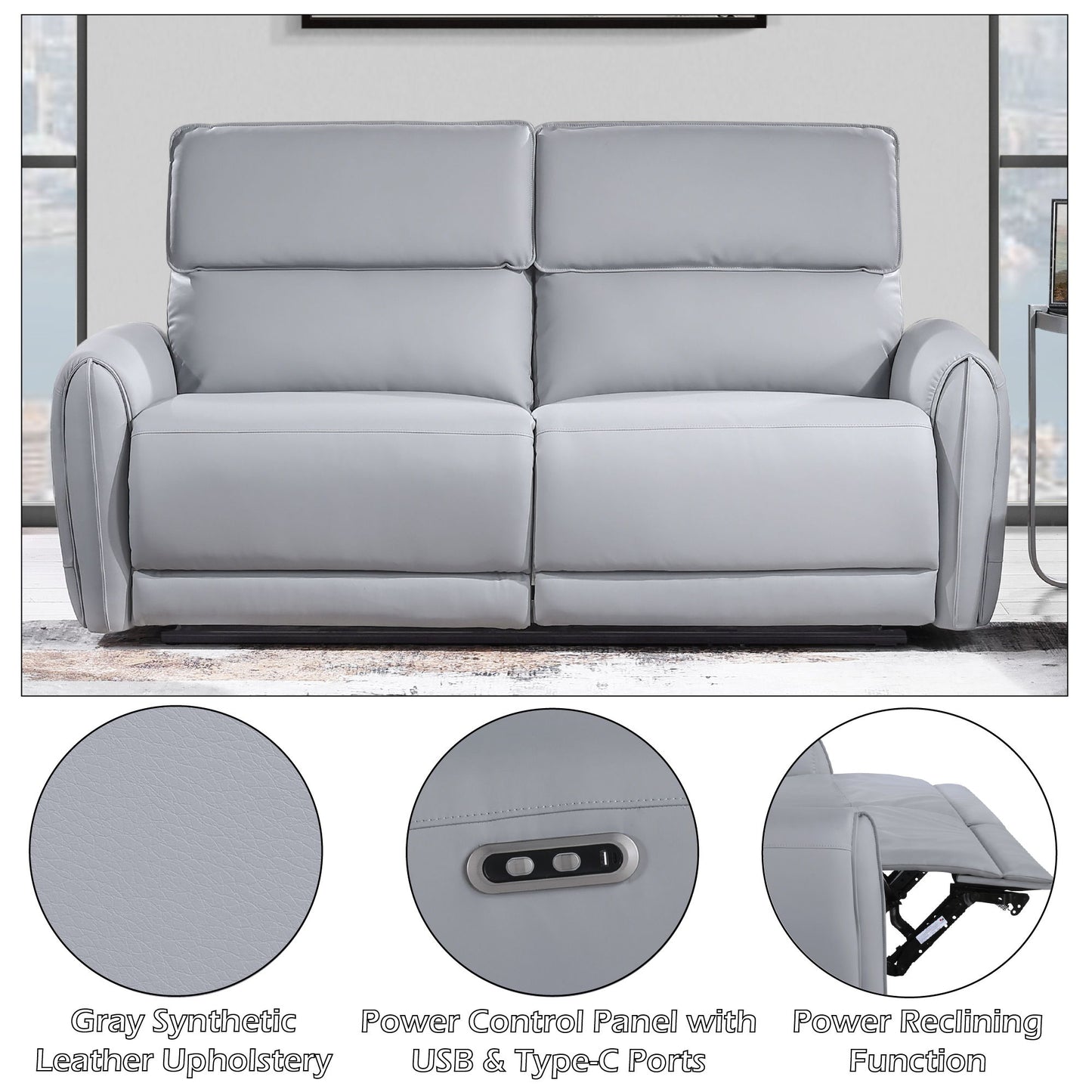 Jeromie - Power Motion Sofa With USB Port - Gray