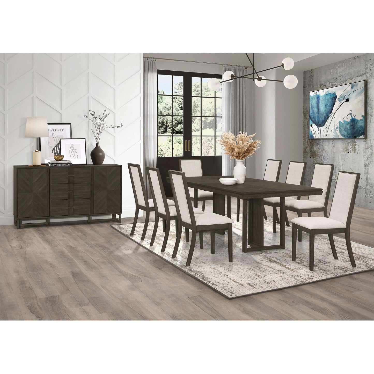 Glenmoor - 3 Drawer Server With 2 Cabinets - Dark Gray
