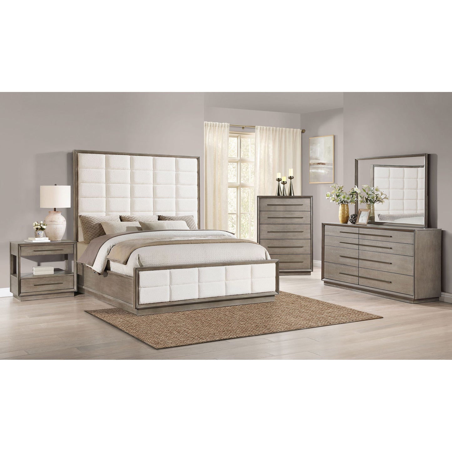 Prescott - 5 Drawer Bedroom Chest With Mitered Trim - Taupe