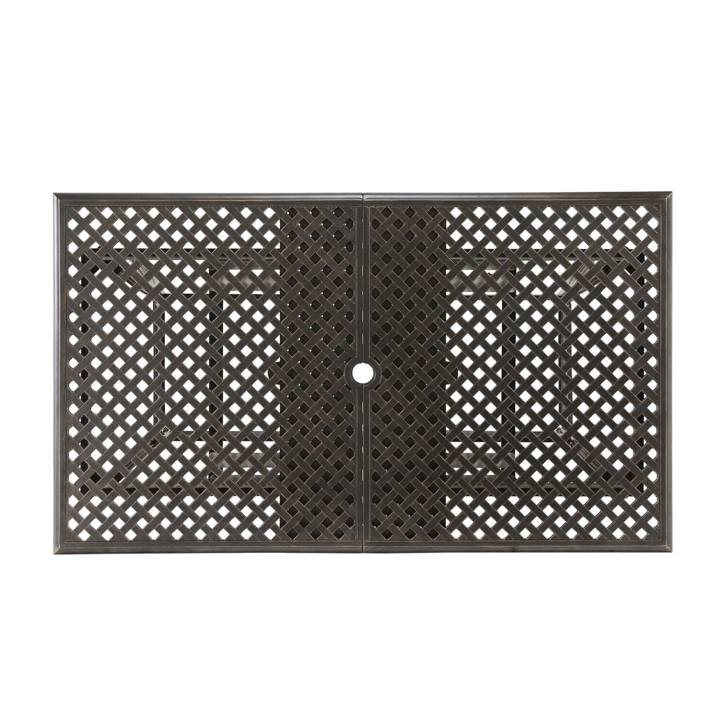 Outdoor Expandable Dining Table With Umbrella Holder, Lattice Pattern And Curved Legs - Black