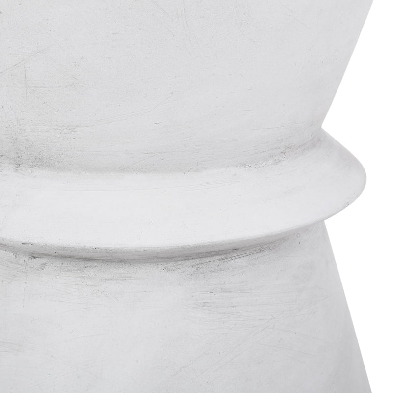 Outdoor Lightweight Concrete End Table With Hourglass Structure - Antique White