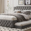 Upholstered Platform Bed With Trundle And 2 Sets Of USB Ports On Each Side, Fabric