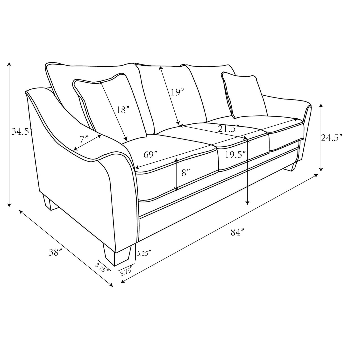 Mingle ] Upholstered Sofa - Light Gray