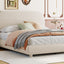 Upholstered Platform Bed With Thick Solid Frame And Stylish Curve-Shaped Design