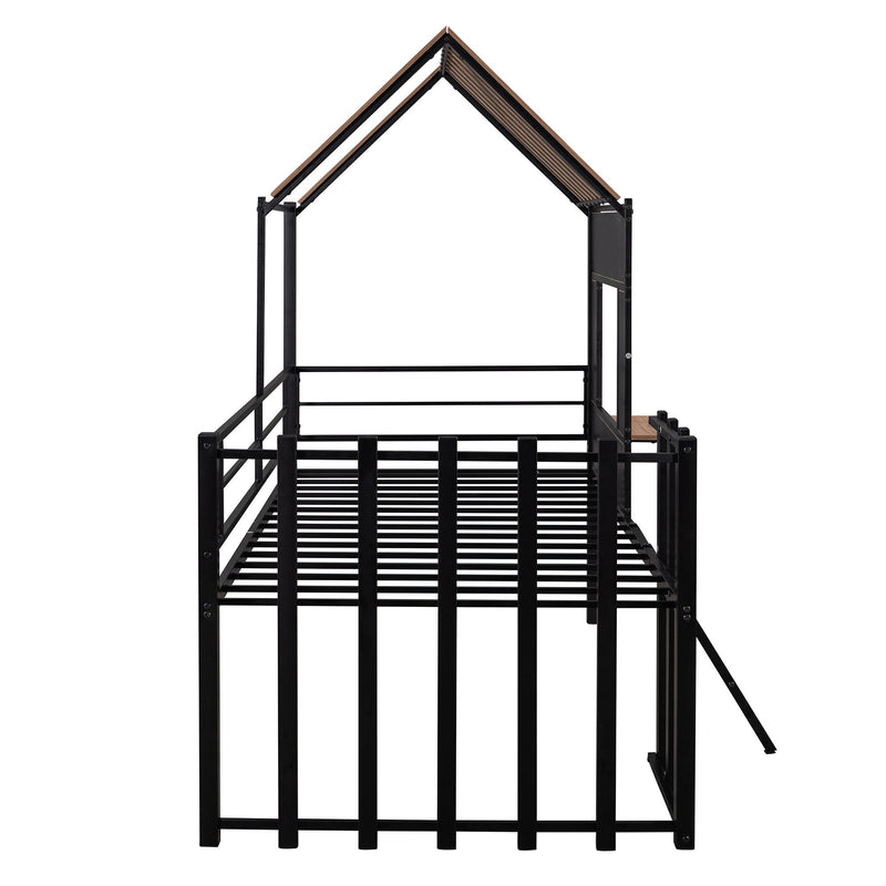 Loft Bed With Roof, Window, Guardrail, Ladder