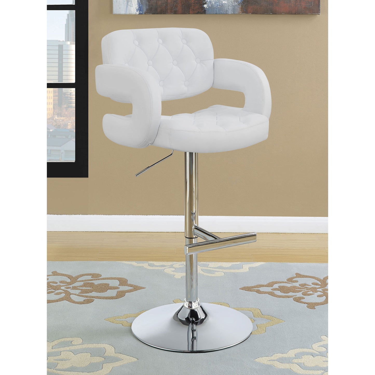 Adjustable Bar Stool With Upholstery