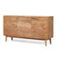Boho Handcrafted 3 Door Sideboard, Carved Texture & Artisanal Charm - Natural