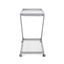 Modern Z Shaped Bar Cart With Tempered Glass Shelves - Silver
