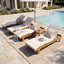 Chaise Lounge With Multi Fold Cushion, 3 Position Adjustable Backrest For Patio - Beige / Teak