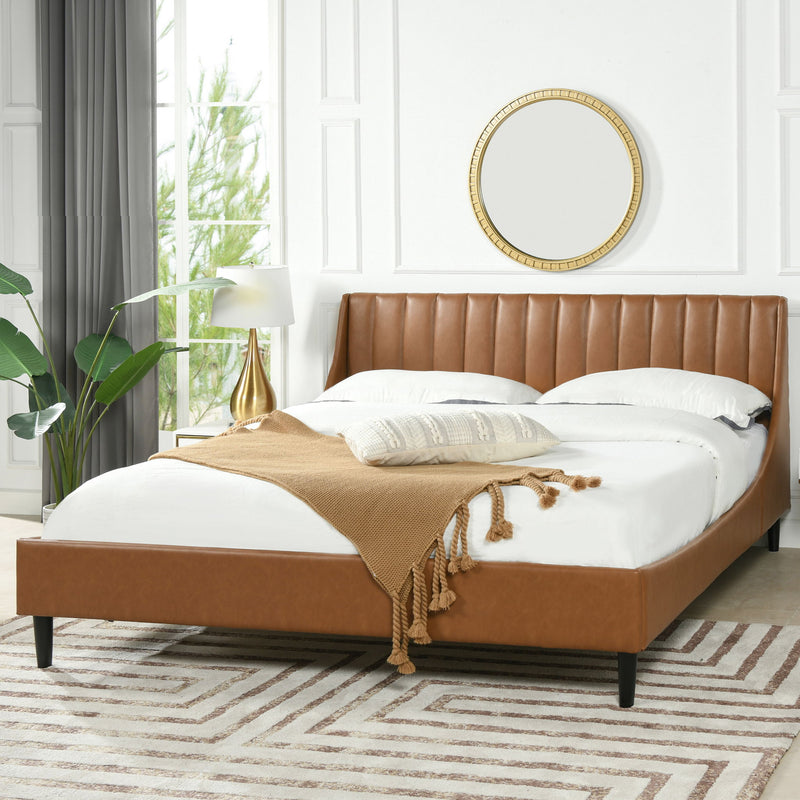 Aspen - Juego de cama de plataforma moderno con cabecero capitoné vertical