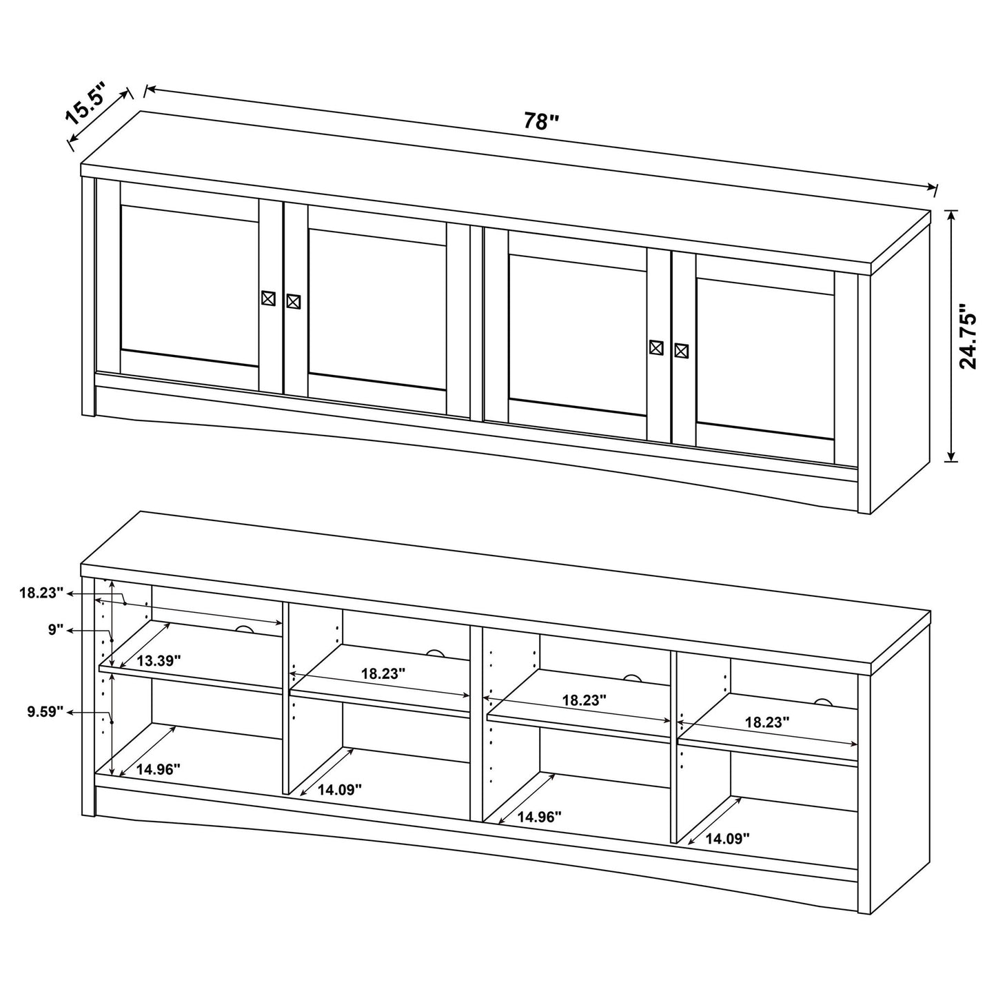 Lunetta - 3 Piece TV Stand With Media Towers - Pine Wood