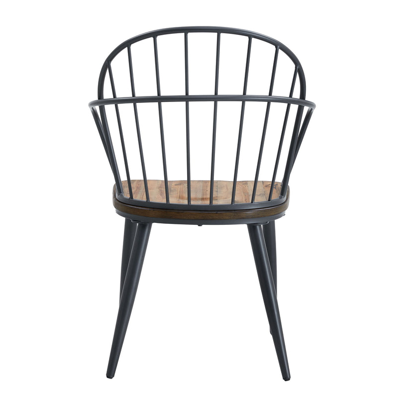 Silla de comedor industrial con patas de metal y abedul (Juego de 2) - Negro / Natural
