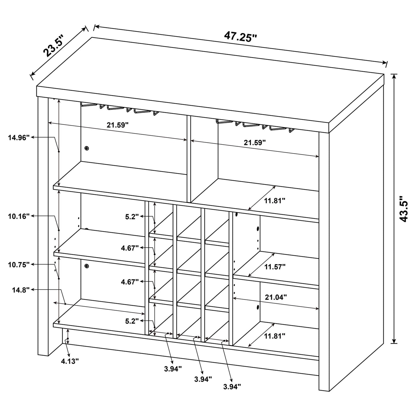 Irving - Freestanding Home Bar With Wine Storage